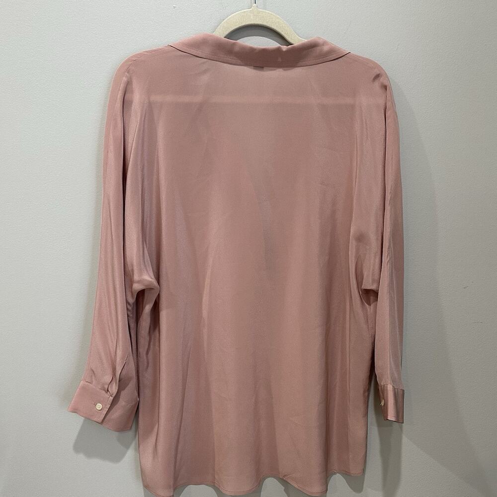 Ann Taylor Pink Mauve 100% Silk Long Sleeve‎ V Neck Blouse Womens Size 14 - Picture 5 of 6